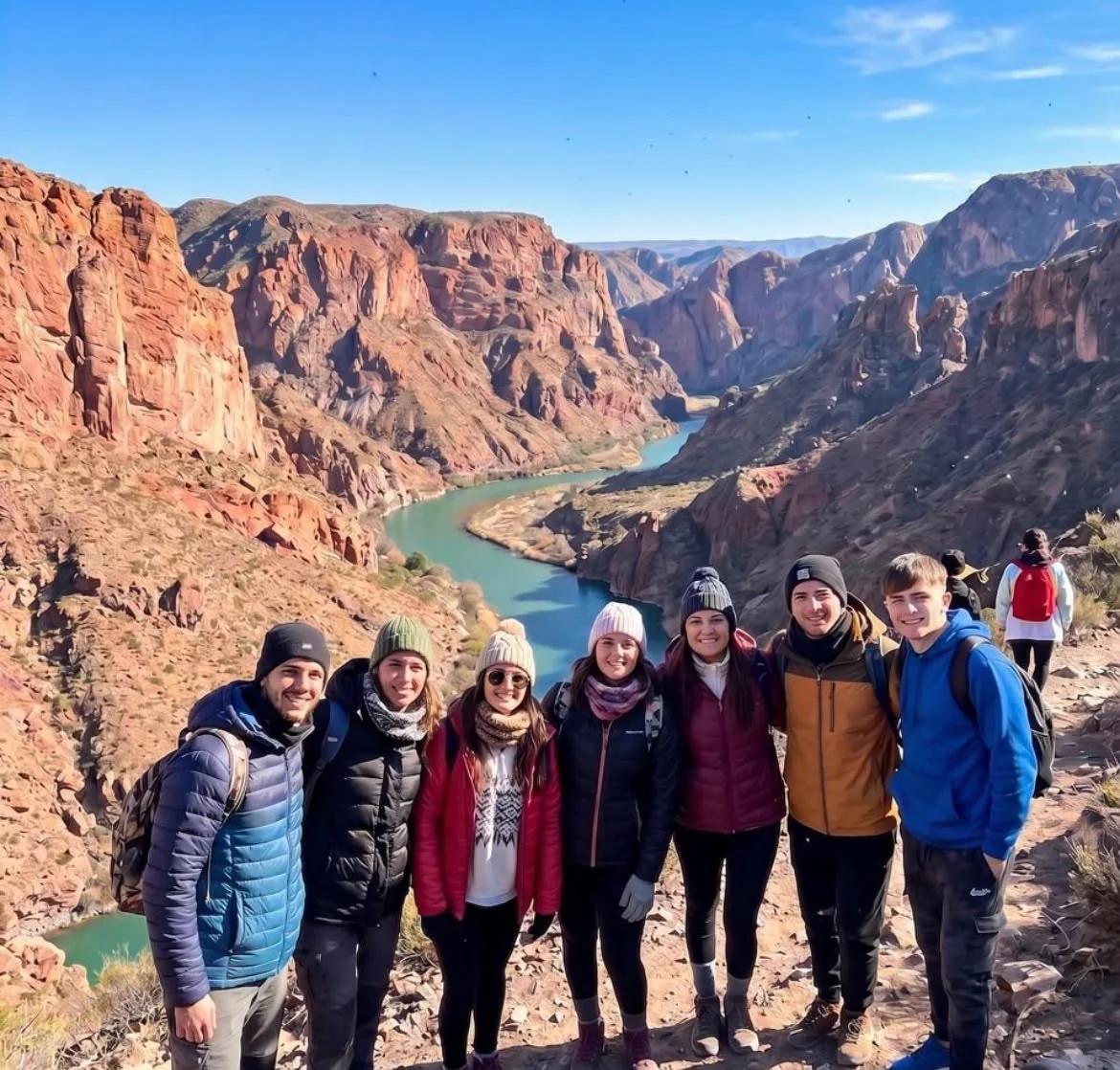 Grupo de visitantes en un mirador del Cañón del Atuel